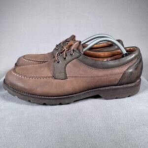 Allen Edmonds Shoes Mens‎ Size 11.5 AA Brown Moc Toe Derby Vibram Sole Made USA